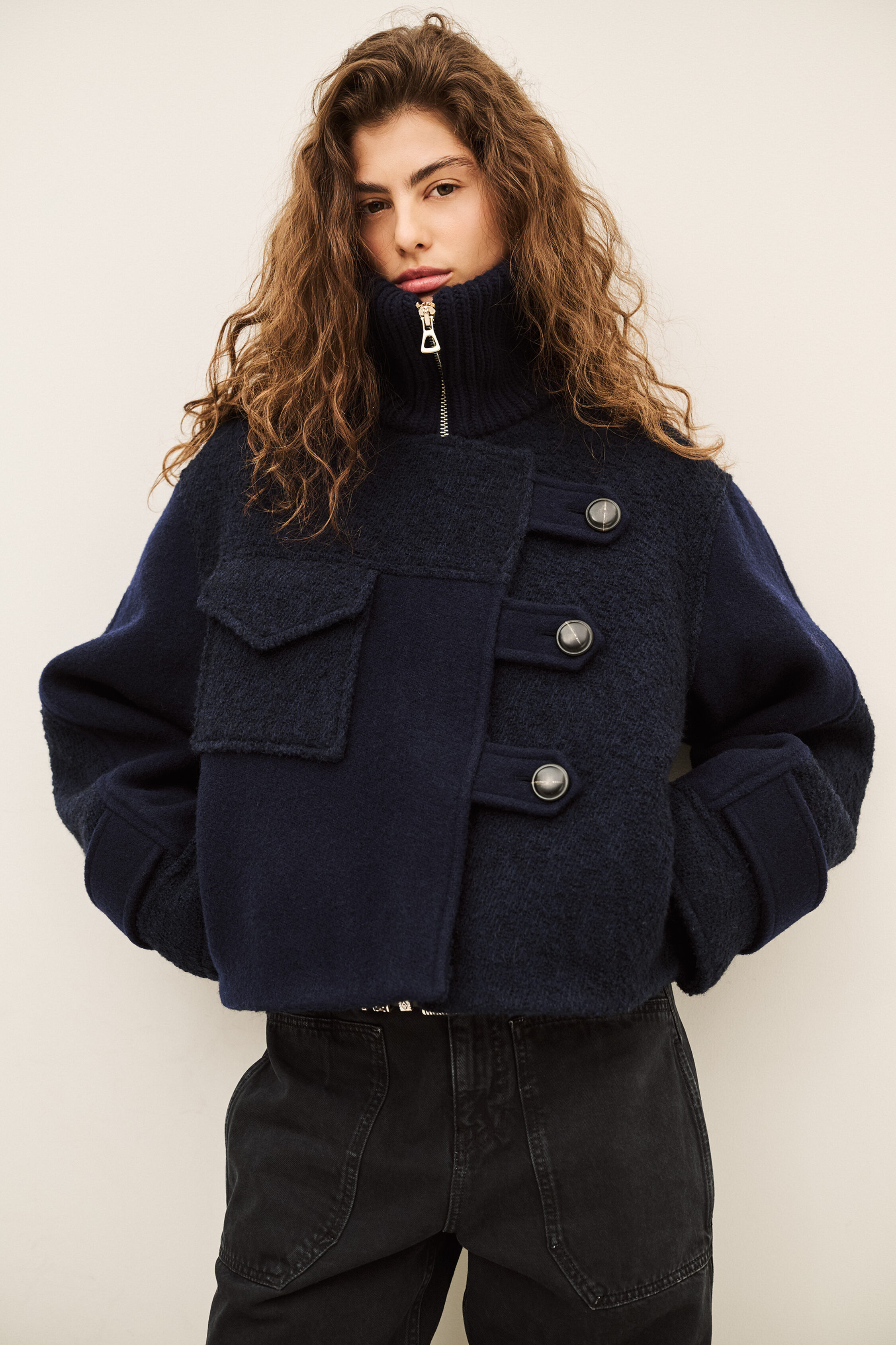Ba&sh Long Sleeves Funnel Neck Collar Coat Dora For Women In Multi