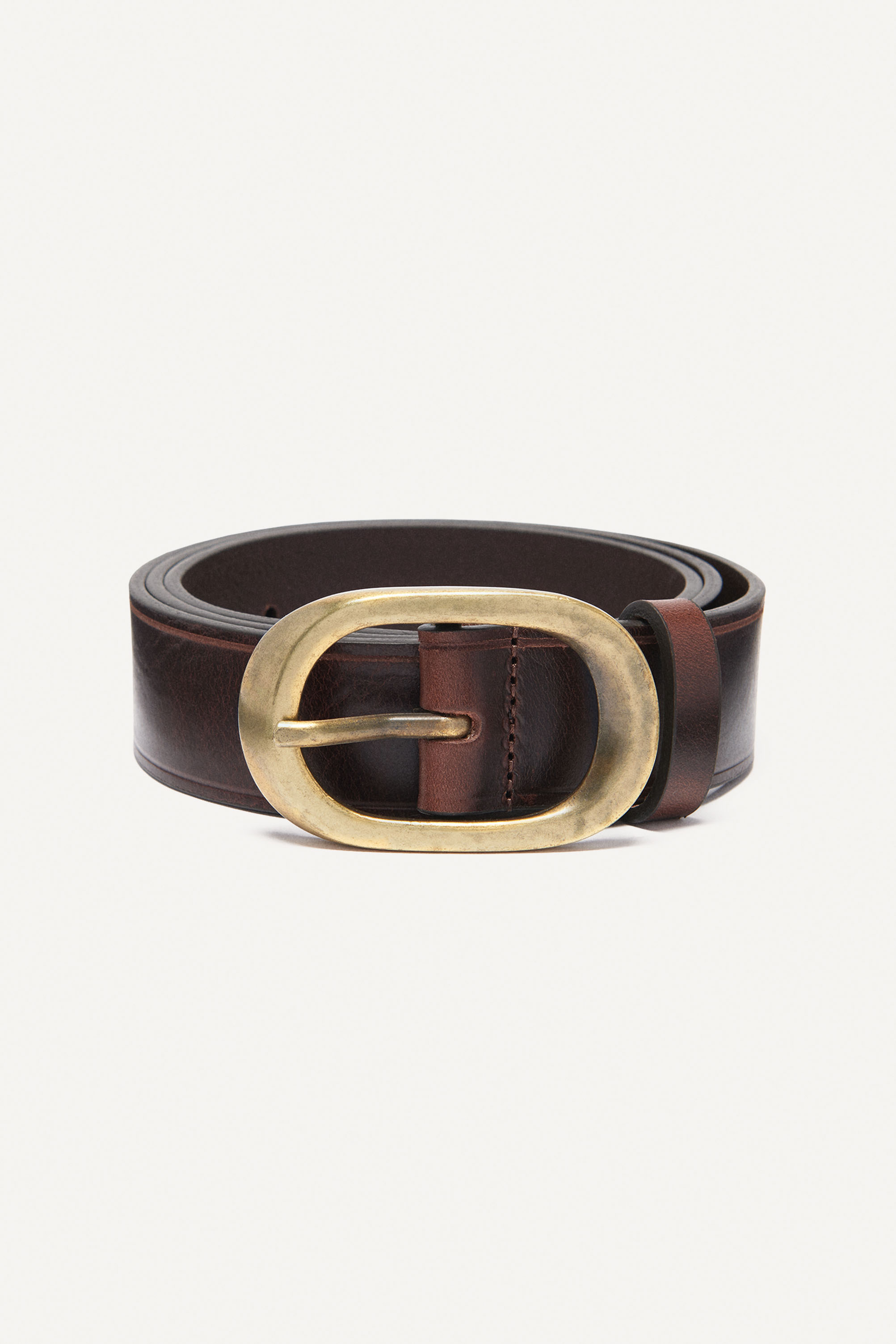 Presh Designer Fabric Oval Belt Buckle Dark Brown Leather Belt 35 M/L  Ladies
