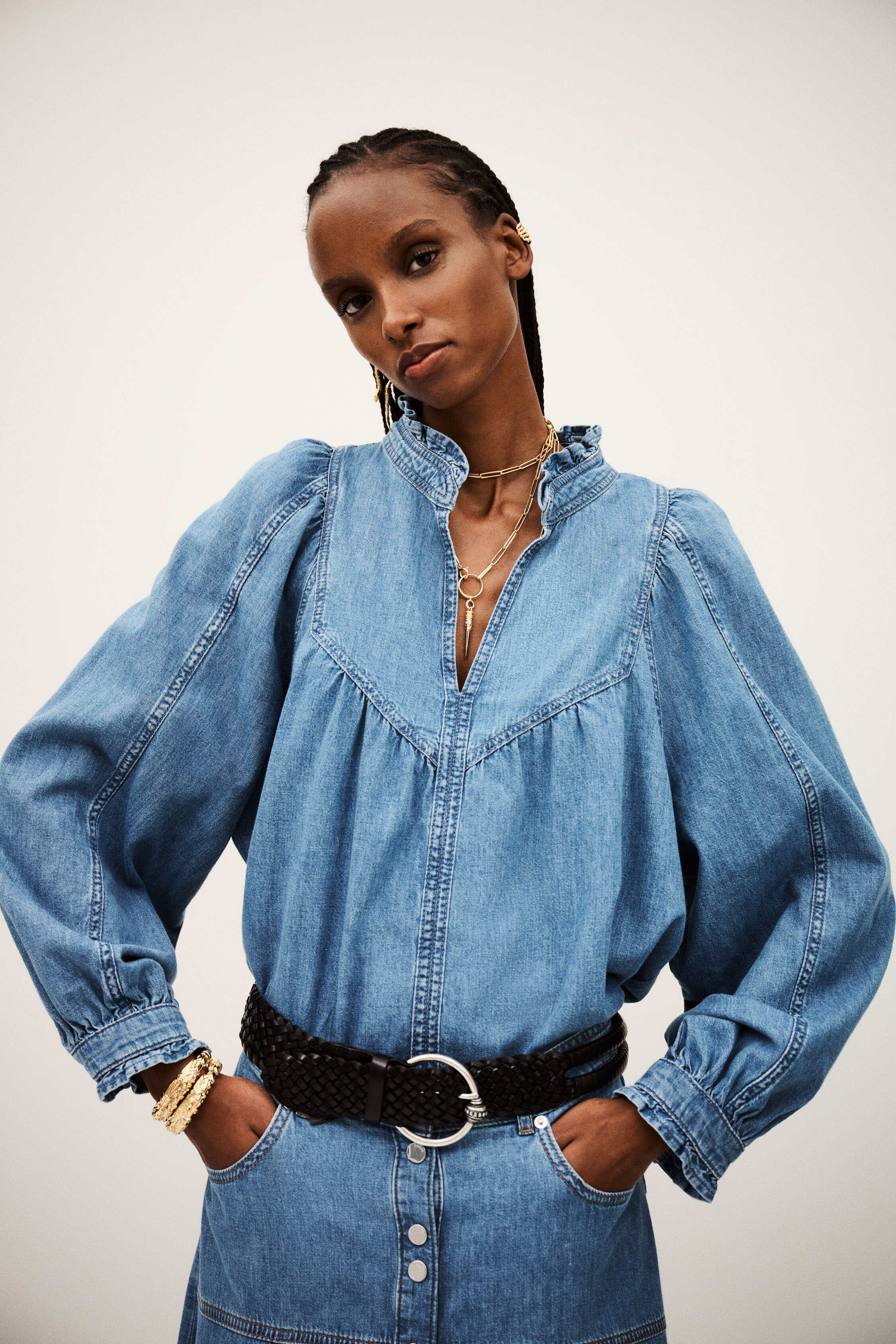 Tunique été Bleue Ba&sh En Coton - Taille 42 - Très Bon état Occasion