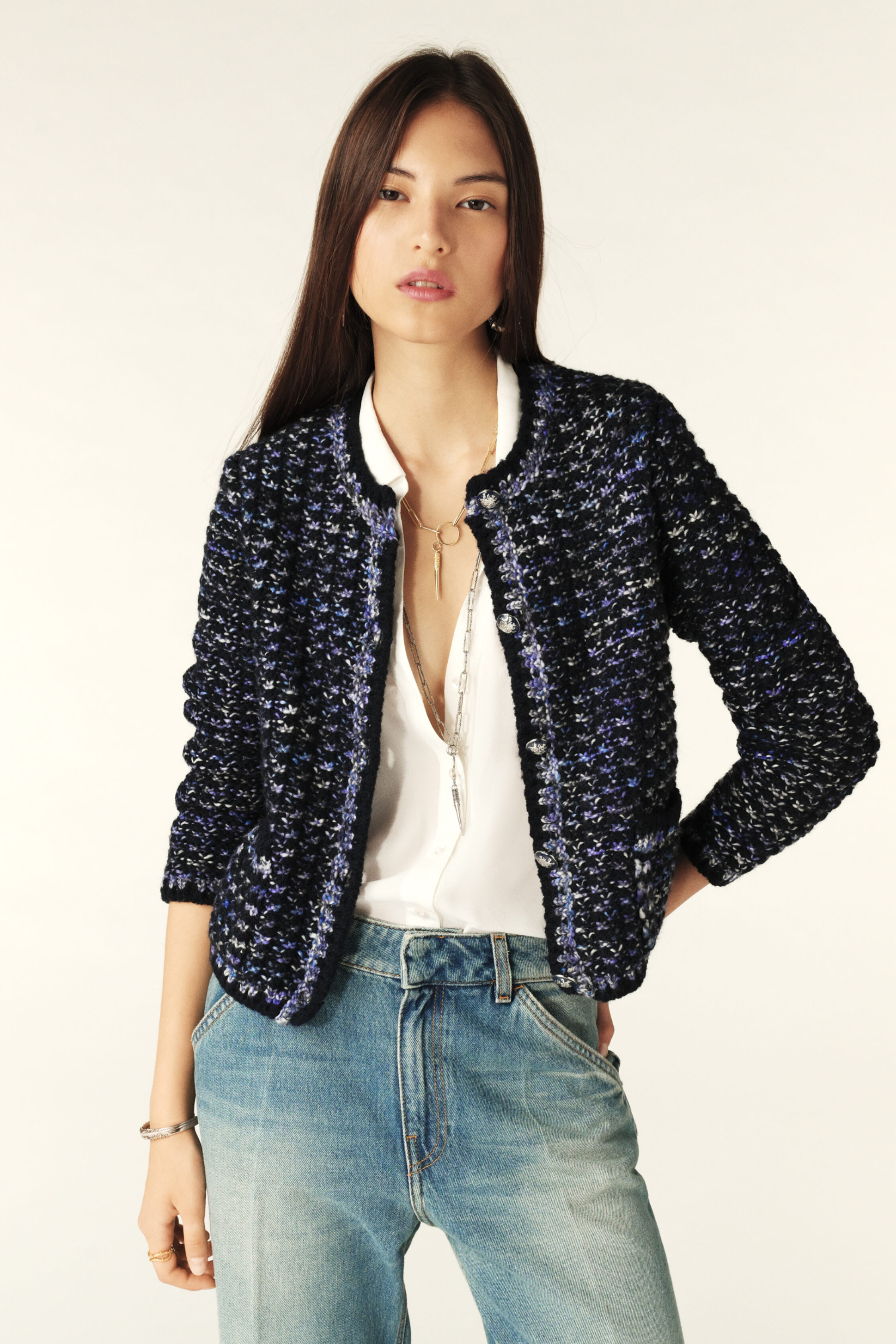 Short Knit Cardigan Beloni Blue // ba&sh US 