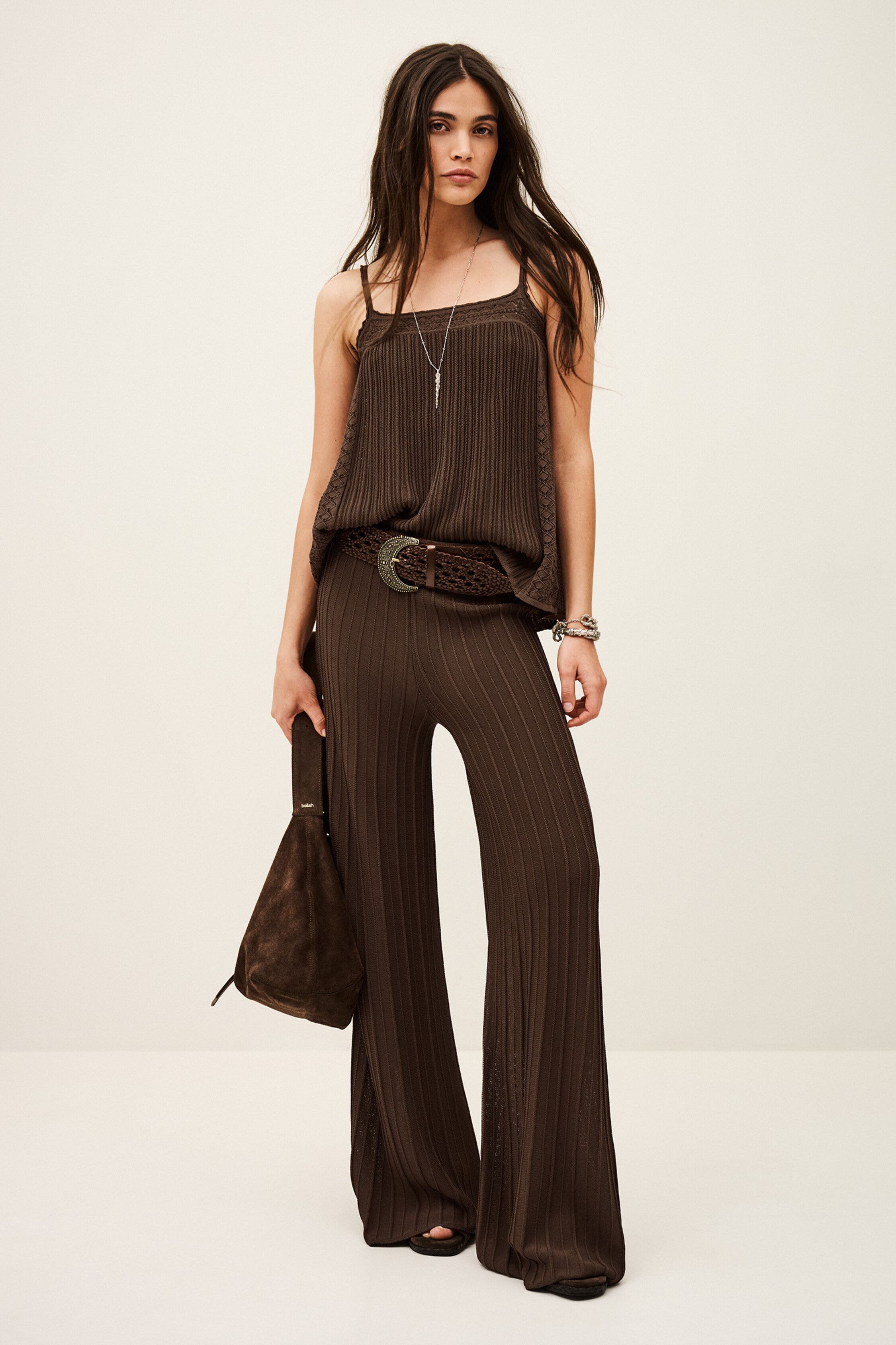 Wide-Leg Knit Trousers Naho Brown // ba&sh CA