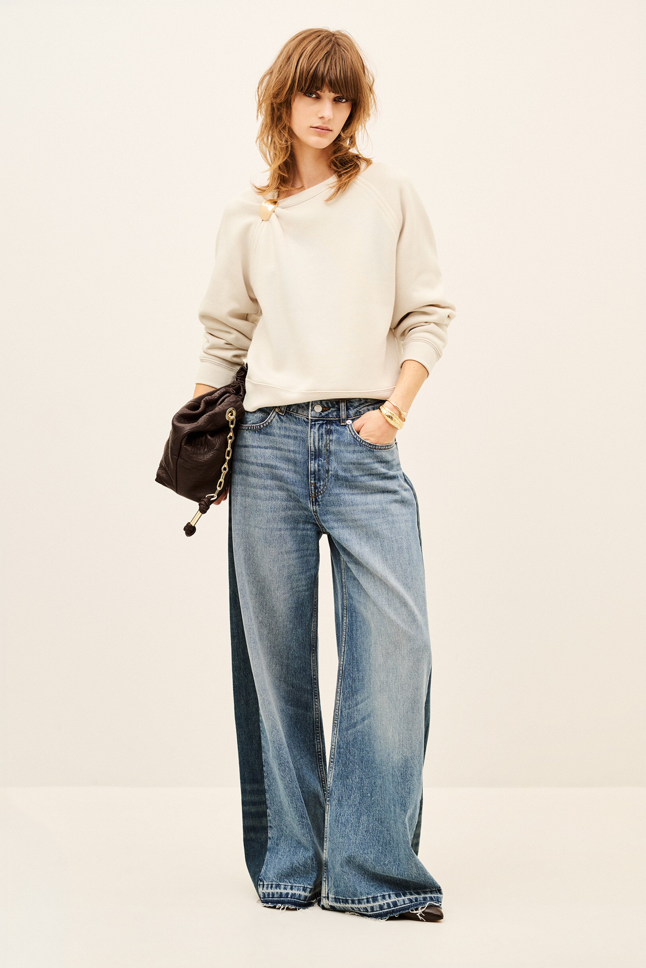 Ba&sh Long Sleeves Round Collar Sweatshirt Della For Women In Cream