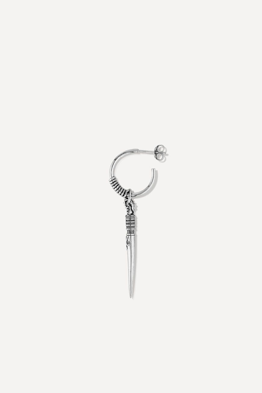 Boucle D'oreille STEFERE Or Gris Breloque Tête De Mort - Occasion, état Proche Du Neuf