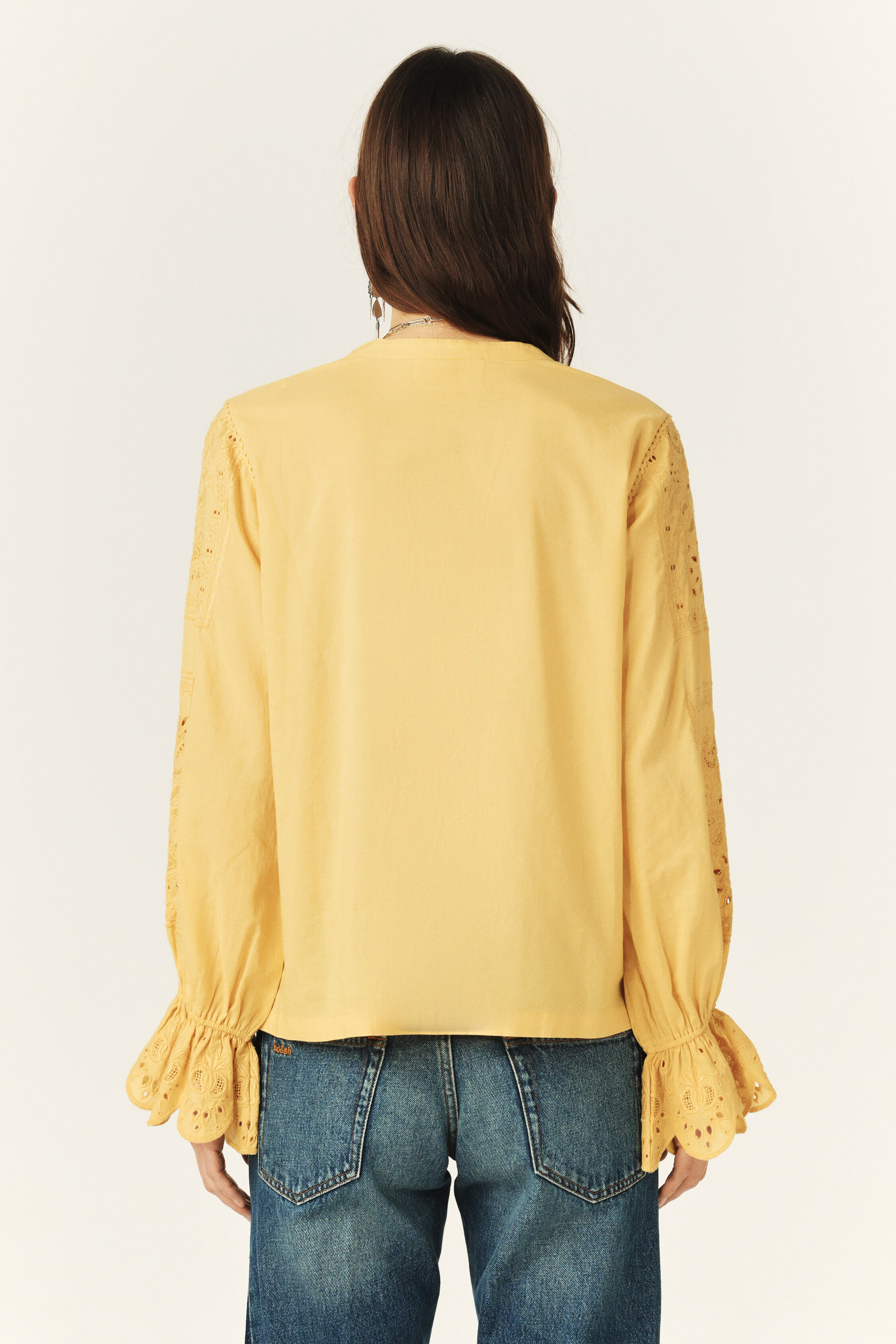 トップス OHOTORO Hill Puff Blouse cream Imily Bela Womens Off The Shoulder Tops Puff Long Sleeve Tie Front