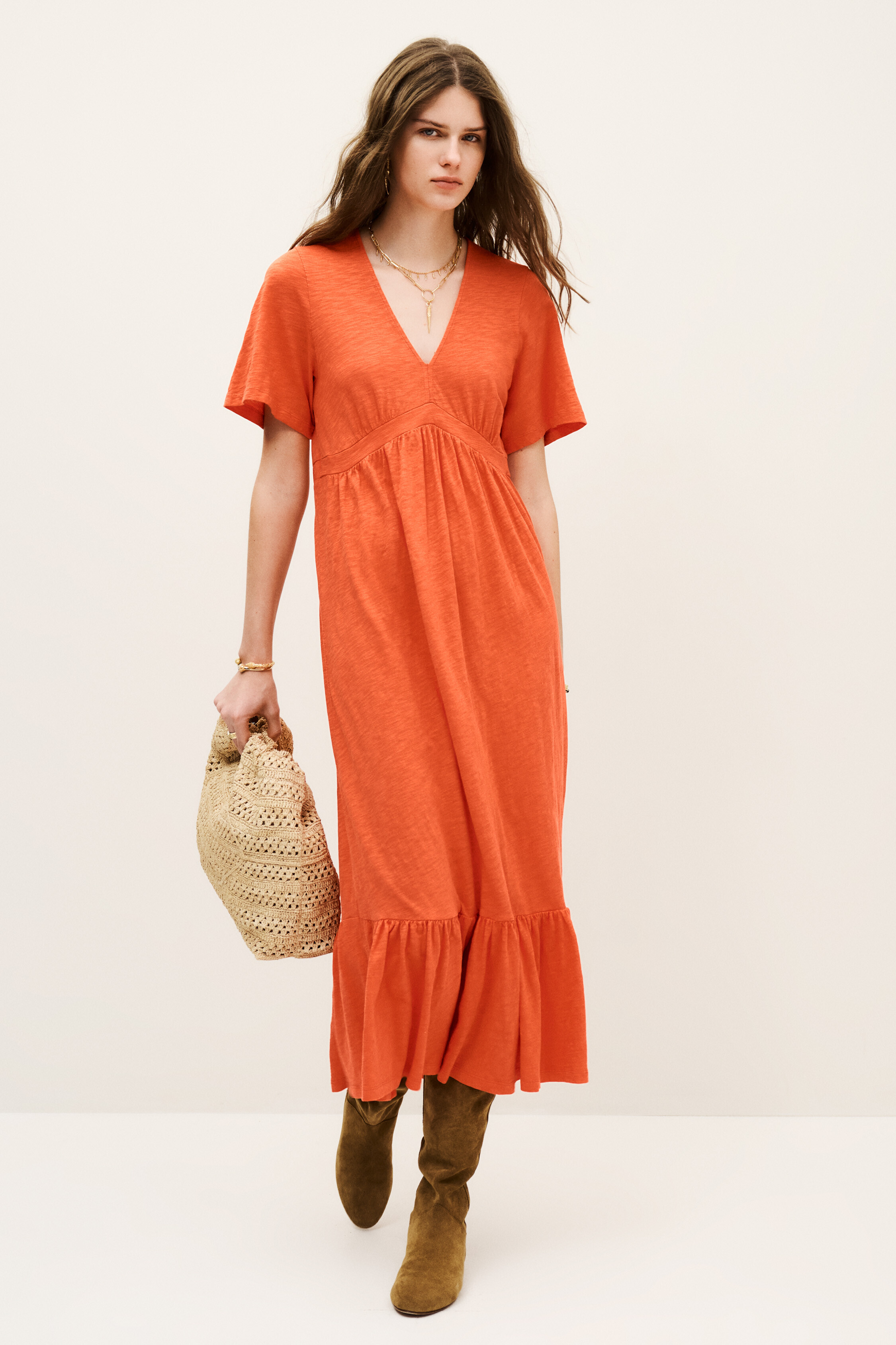 Orange Vestido Bash Vestido Con Espalda En V Victoria Amarillo-Naranja //  Ba&sh ES