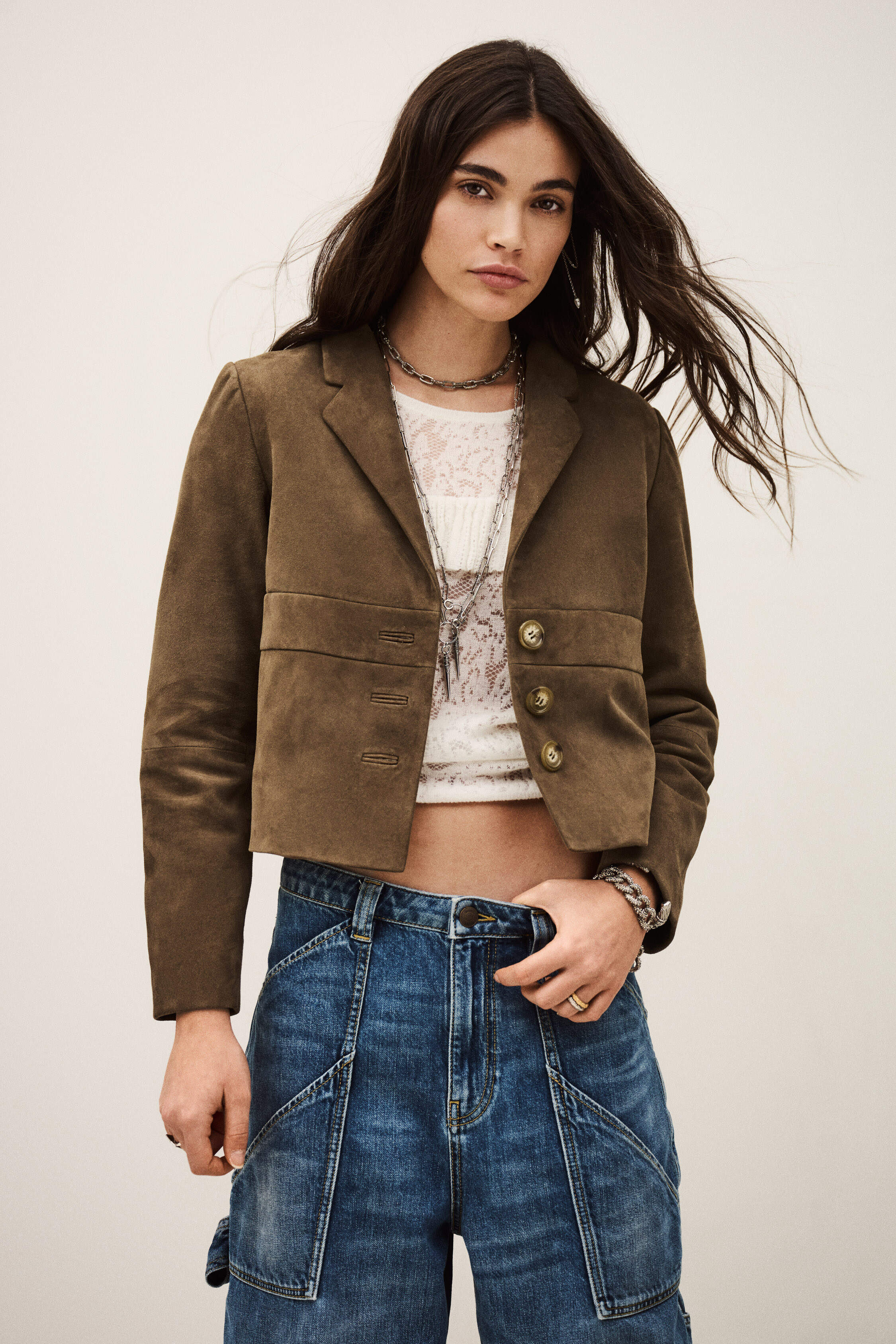 Suede Leather Jacket Morfeo Green // ba&sh US
