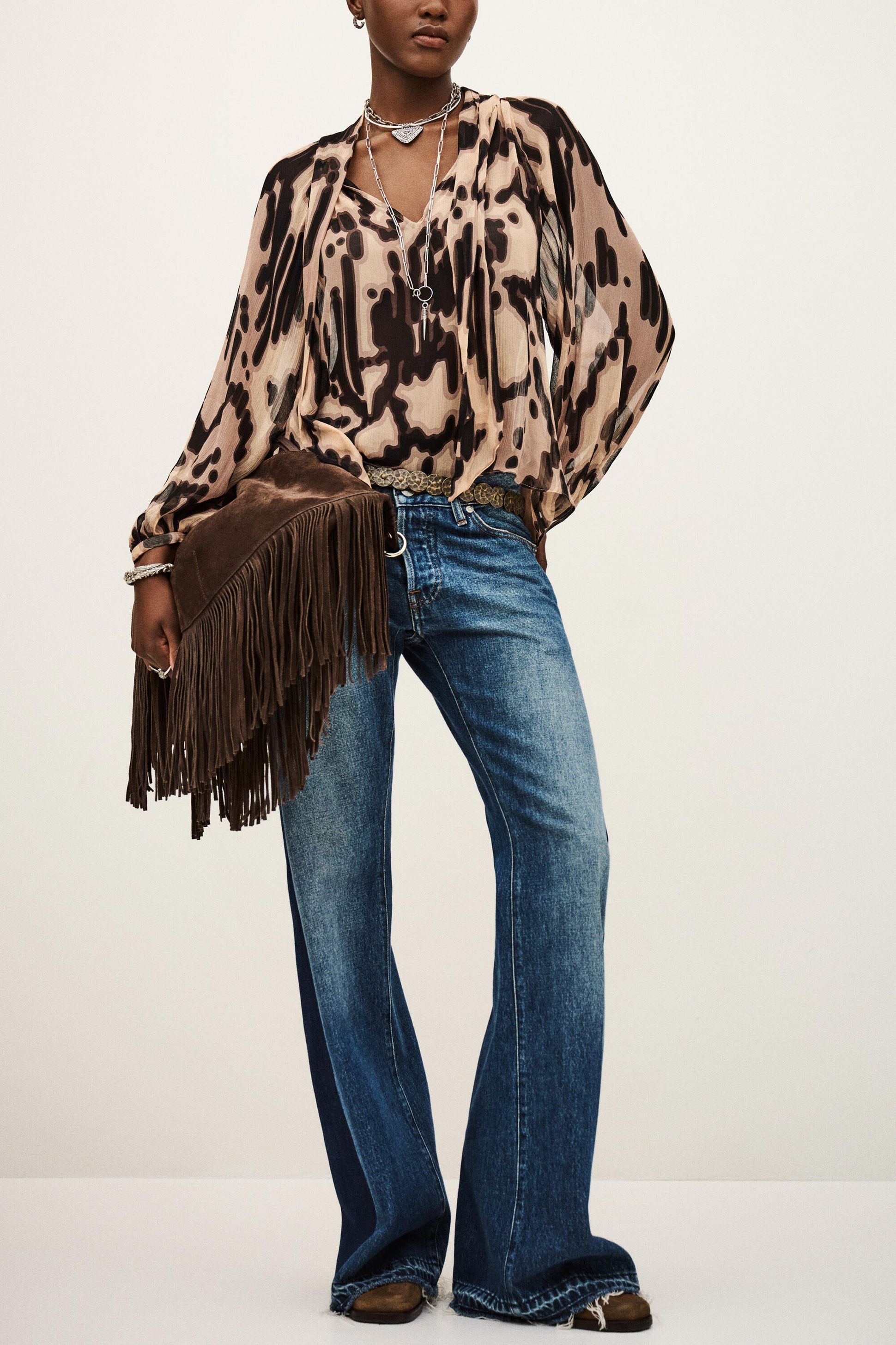 Ba&sh Long Sleeve Funnel Neck Collar Top Alof For Women In Brown
