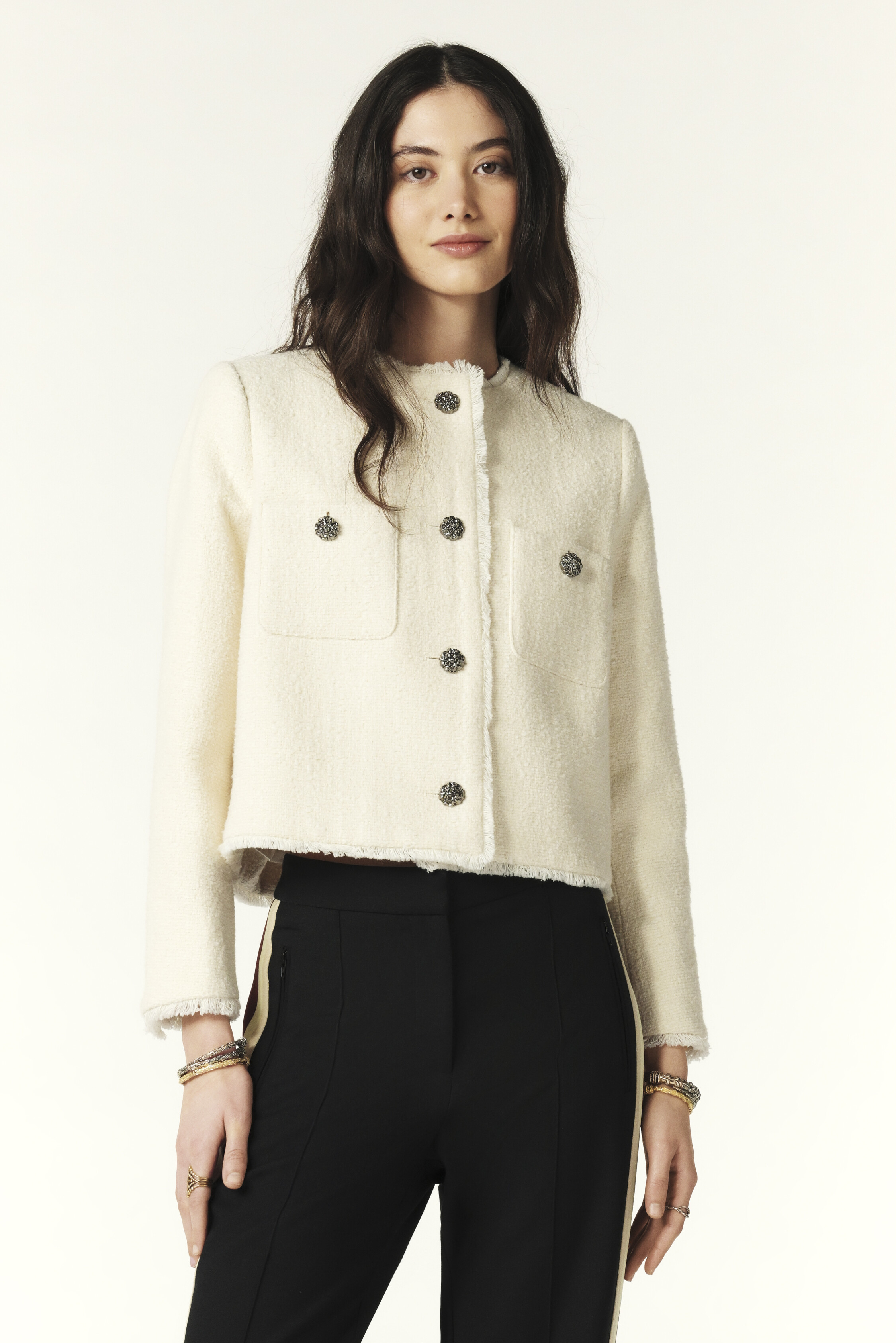 M.A.B.E - Greta Emb Jacket - Ecru/Red main image 1
