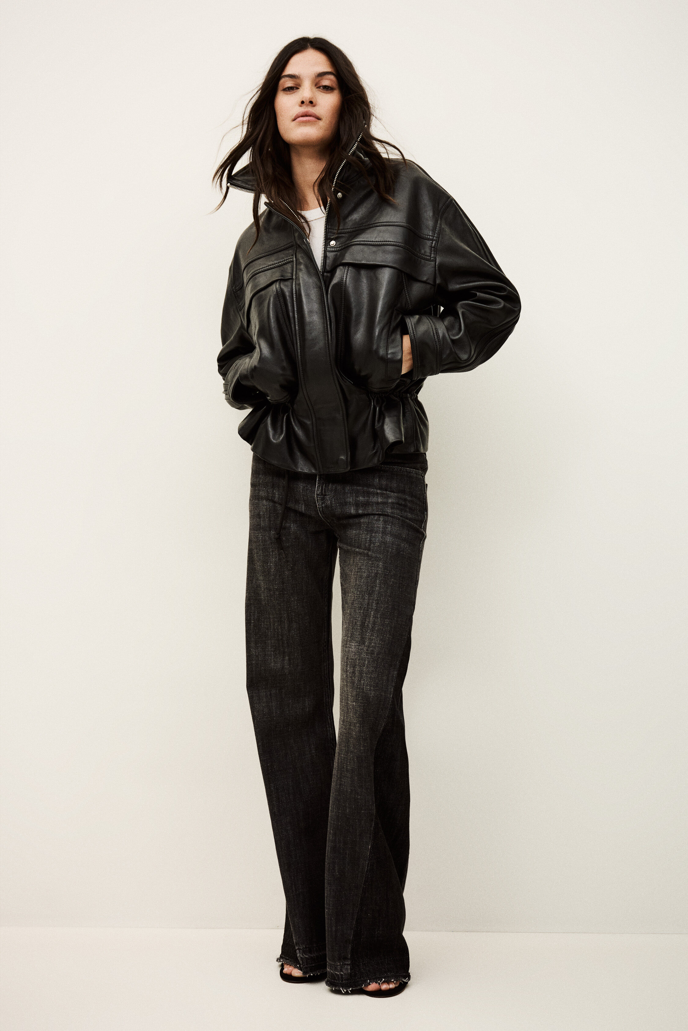 Oversize Leather Jacket Kassia Black // ba&sh US