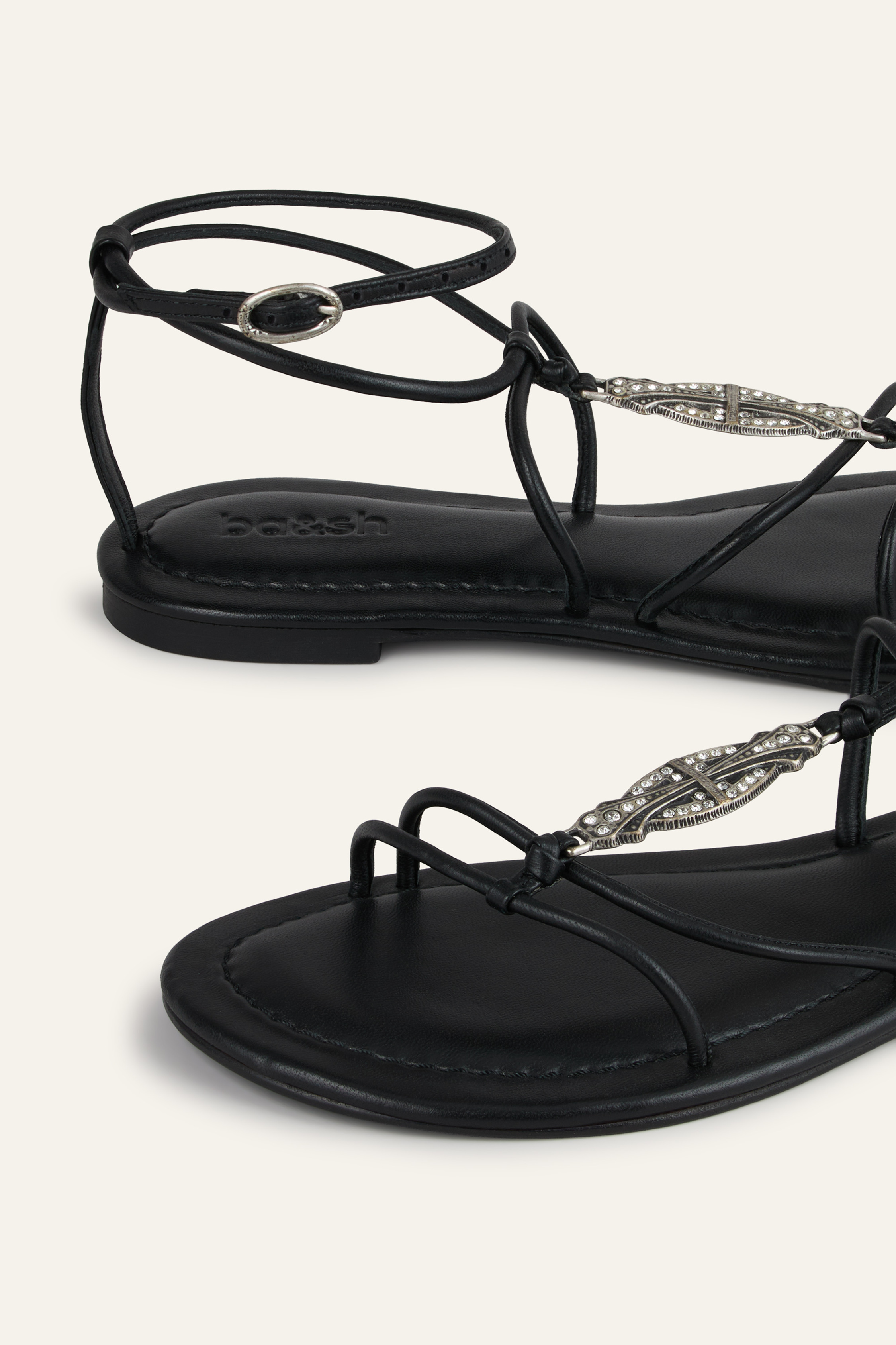 Flat Leather Sandals Caya Black // ba&sh US