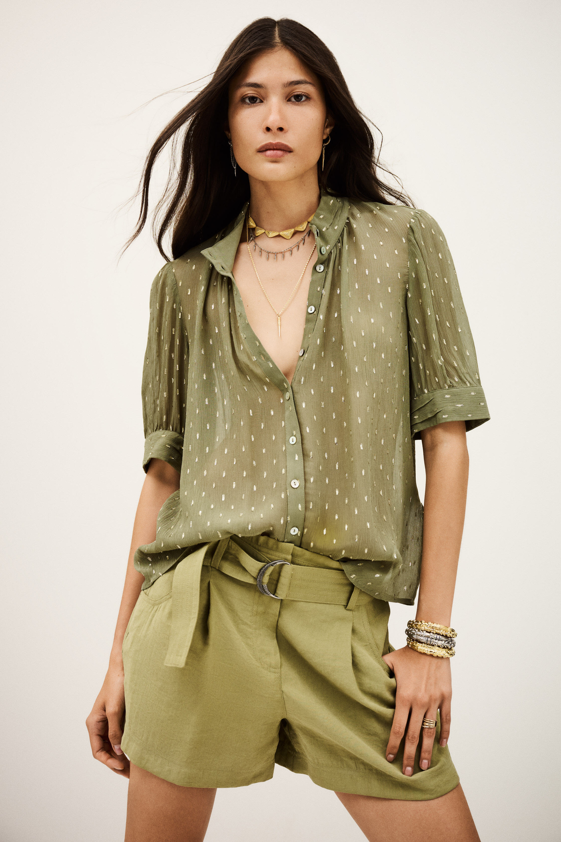 Couche De Base Manches Courtes Shires Aubrion – Vert Mousse – Femme – Neuf