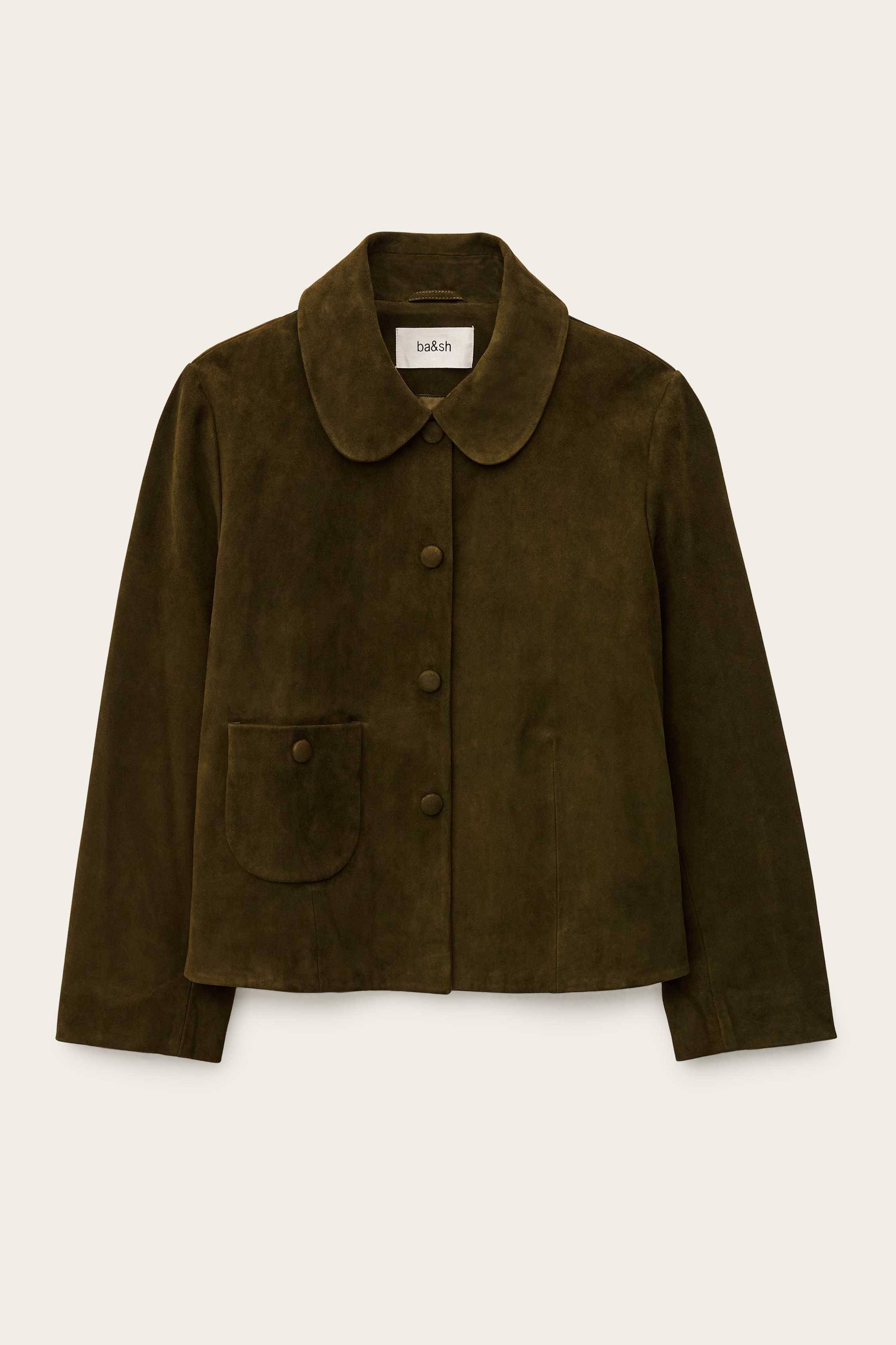 ジャケット・アウター Birthday Bash L BUTTON BUTTERFLY BOA Straight-Cut Jacket Milas Green // ba&sh AU
