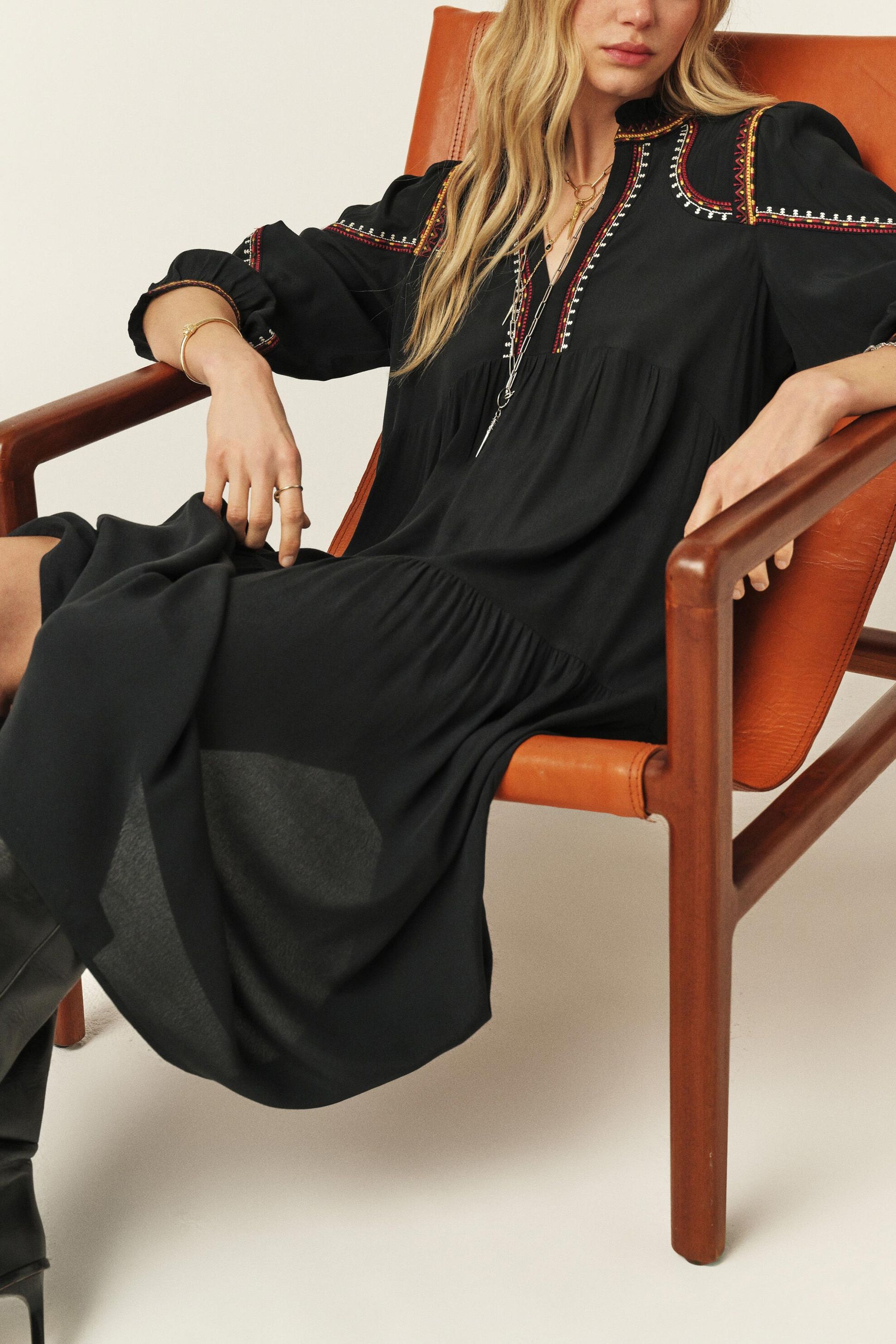 Robe Tunique BA&SH Noire Imprimée Ton Sur Ton - Taille 0 (XS/S) - Neuve Sans étiquettes
