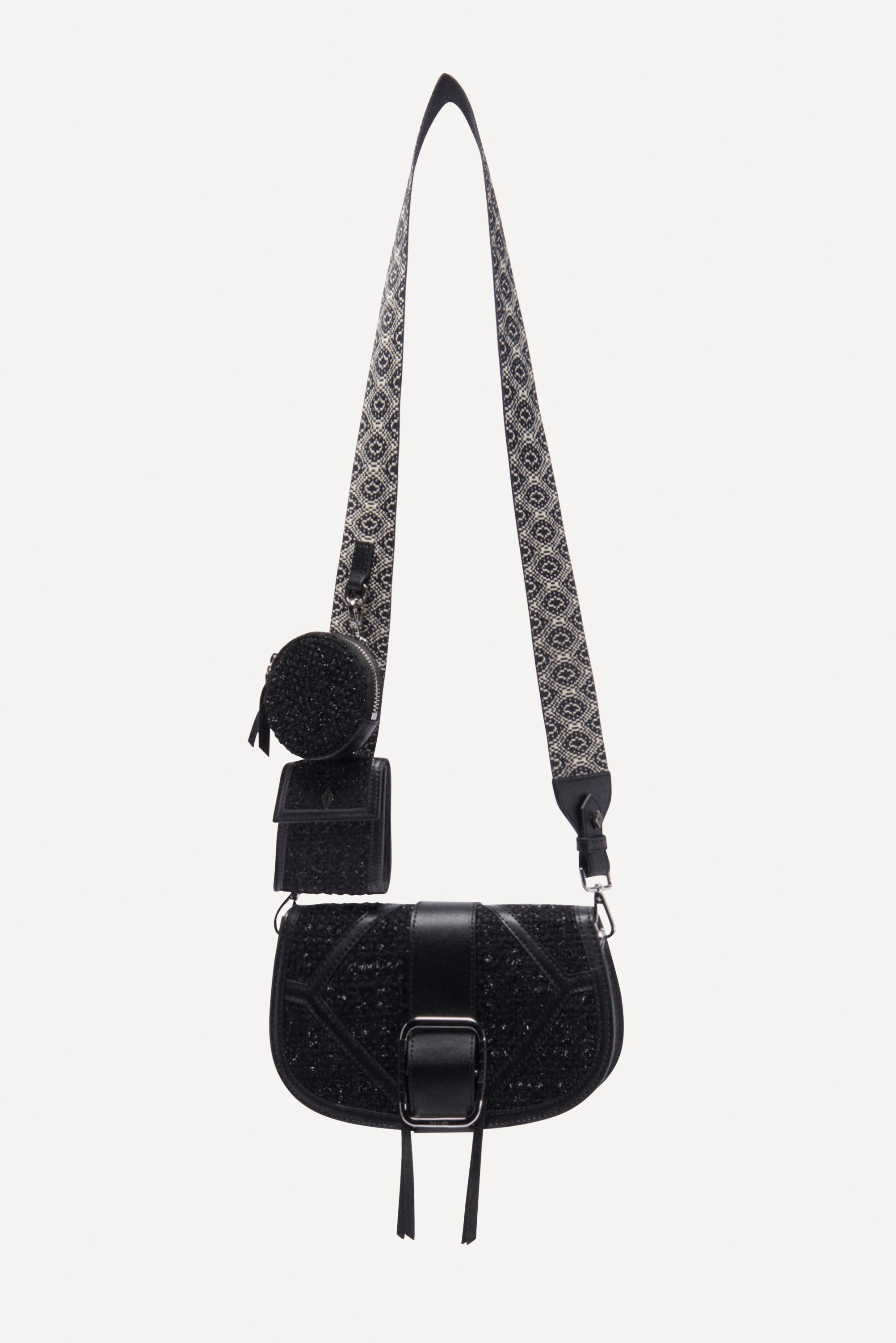 Ba&sh Tech Black Crossbody Bag, New Without Tags - Accessory Cases  Included.