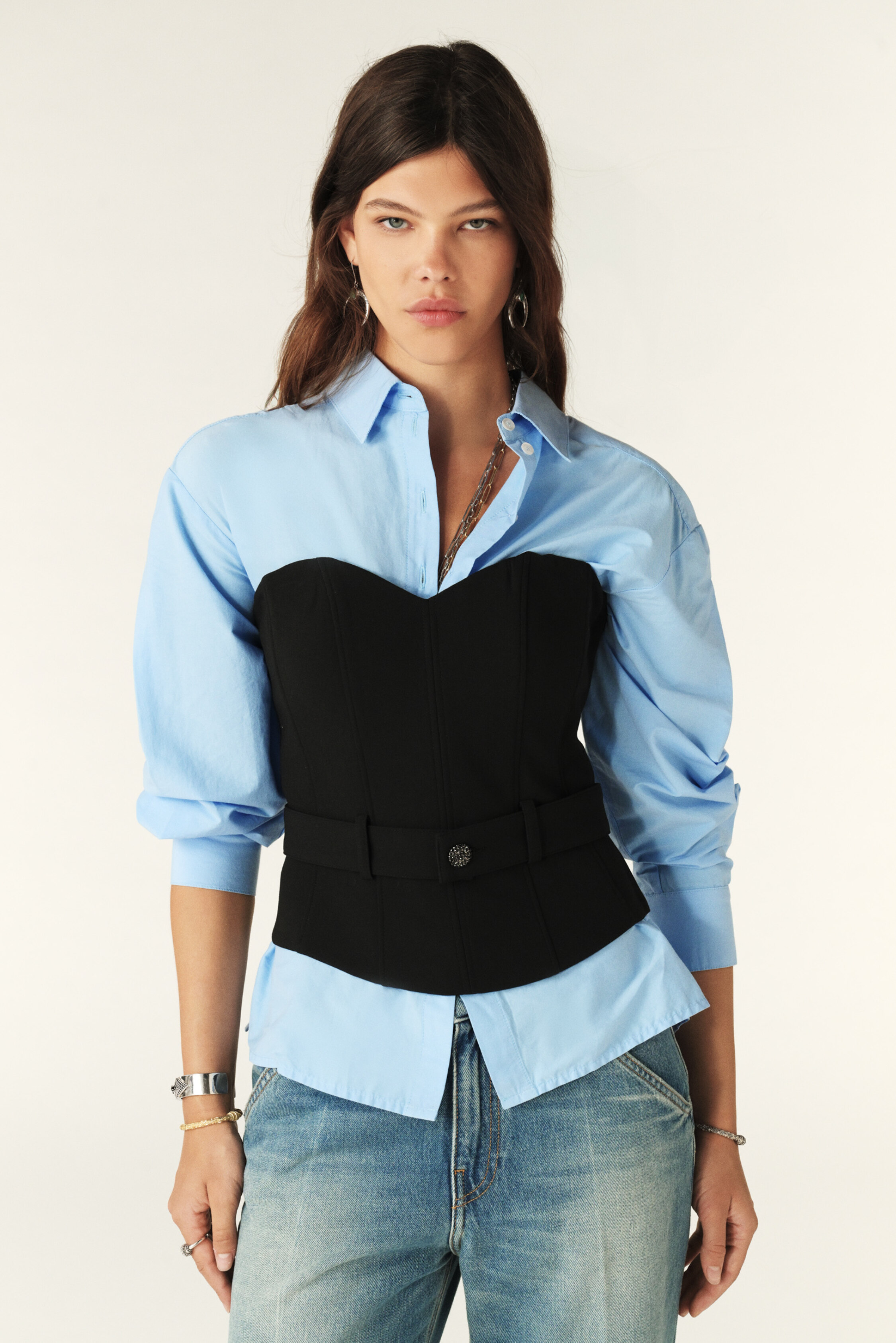 theredthread belted panel corset tops THEREDTHREAD belted panel
