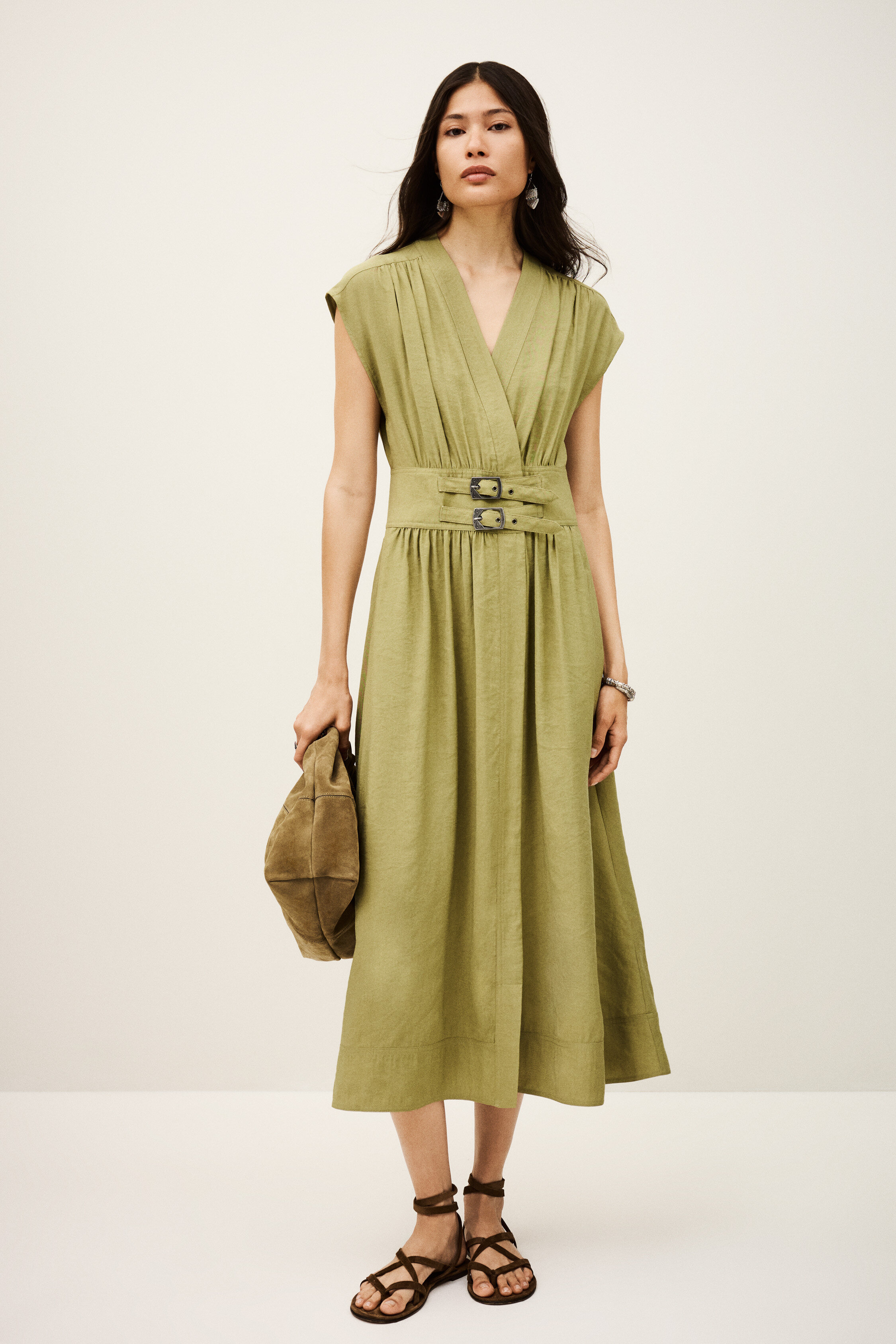 green emerald velvet dress Ba&sh Kika Dress
