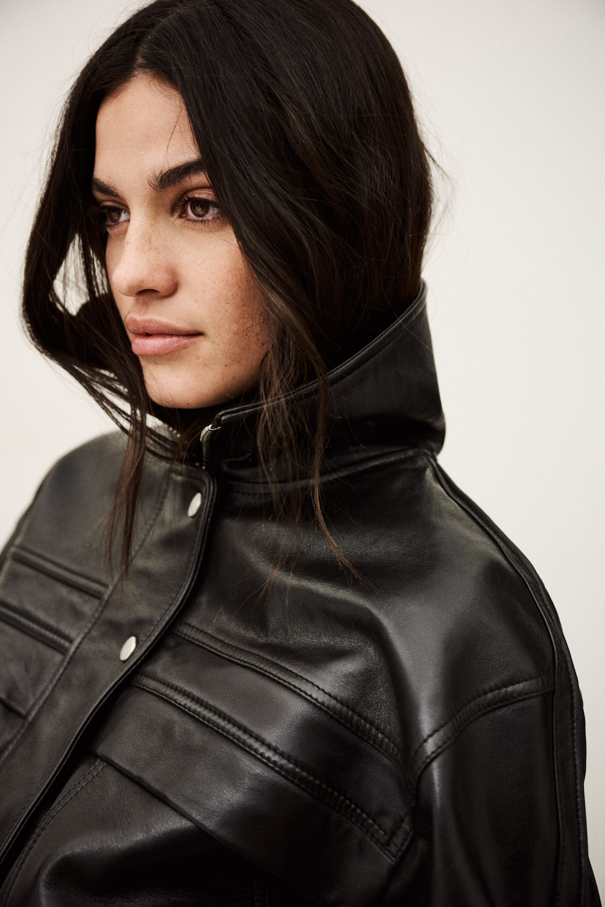 Oversize Leather Jacket Kassia Black // ba&sh US