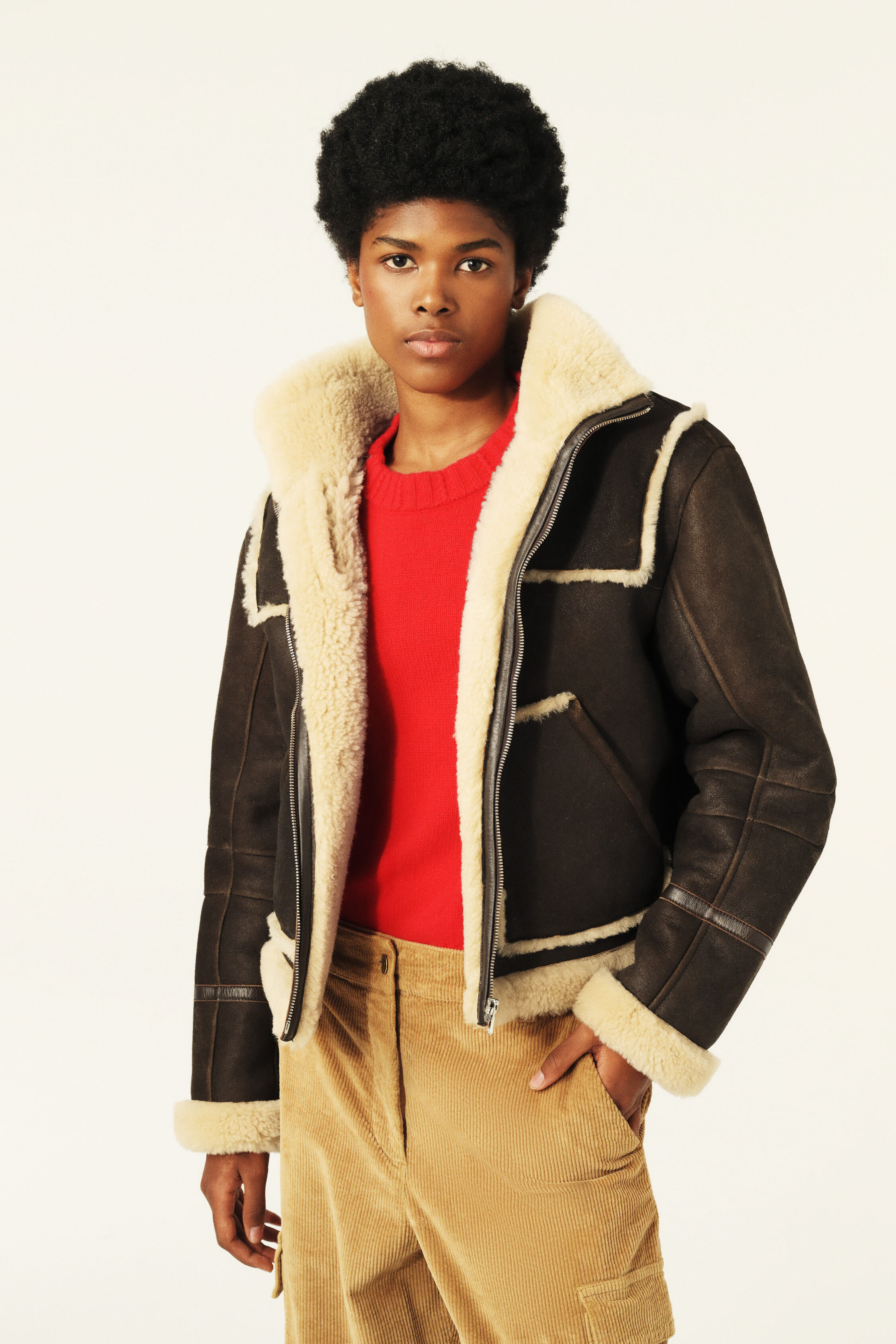 ba&sh Blouson En Peau Melvin Carbone